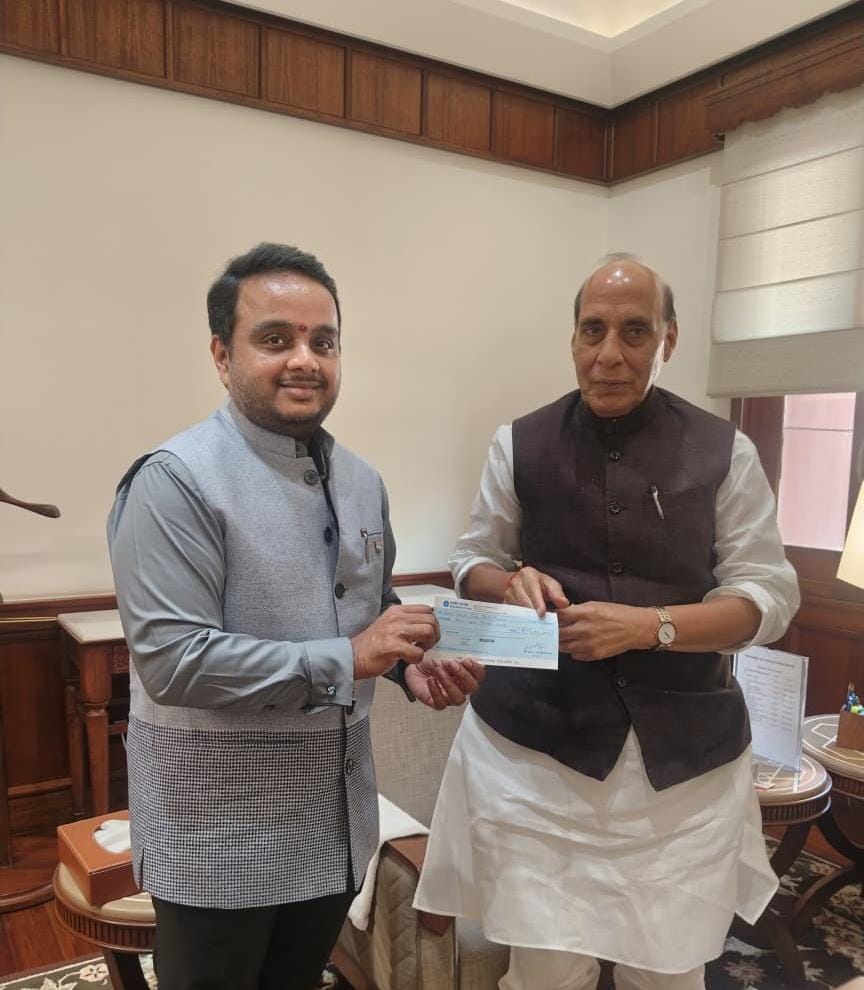 Inspired by Nara Lokesh&rsquo;s Nation-First Call, MP Vijay Chintakayala Donates First Salary to Armed Forces